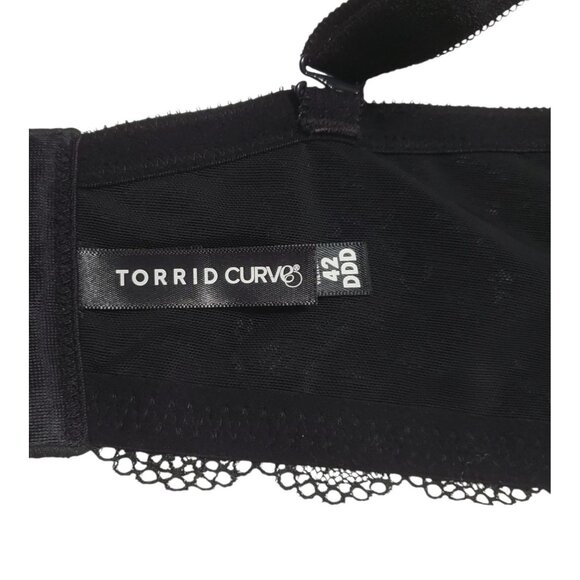 Torrid Curve Sexy Bra Black Teal Floral Underwire PushUp Plunge Crisscross 42DDD - Picture 5 of 11